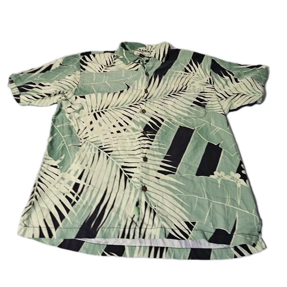Tommy Bahama Hawaiian Men's Floral 100% Silk S/S Shirt Size Medium Floral Palm